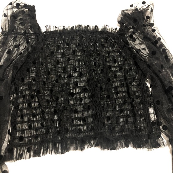 💗 polka dot sheer off -Shoulder top S - Picture 4 of 7